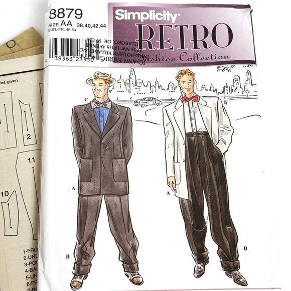 Simplicity 8879 Retro Zoot Suit Pattern Size 38-44 NWT NOS - Picture 3 of 6